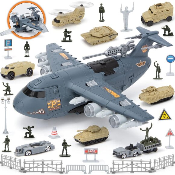 NEW! Military Airplane Toy Set, Army Toys Fighter Jet Playset - Picture 1 of 6